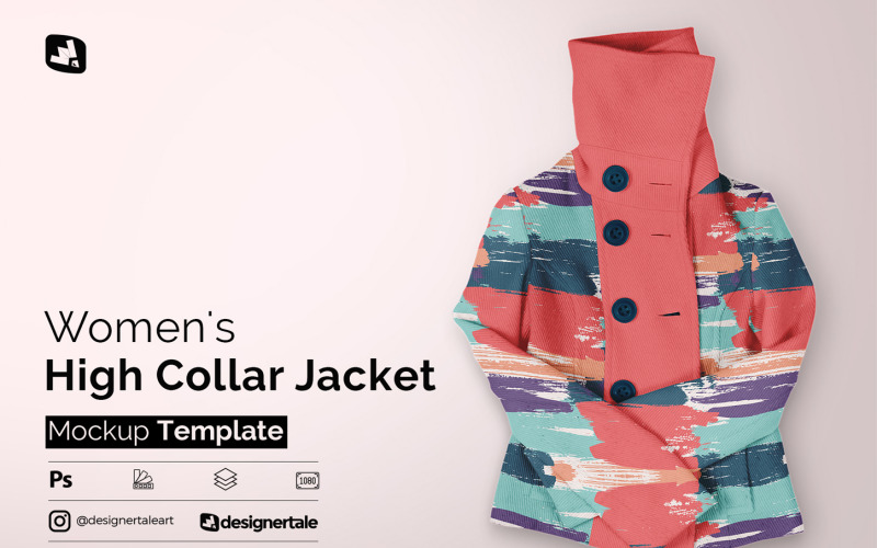 Women’s High Collar Jacket Mockup Product Mockup