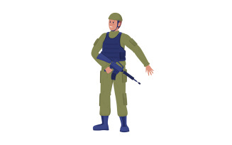 Bold serviceman semi flat color vector character