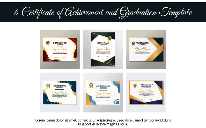 6 Certificate of Achievement and Graduation Template Illustration