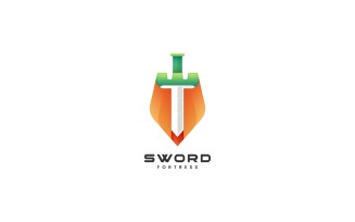 Sword Fortress Gradient Colorful Logo
