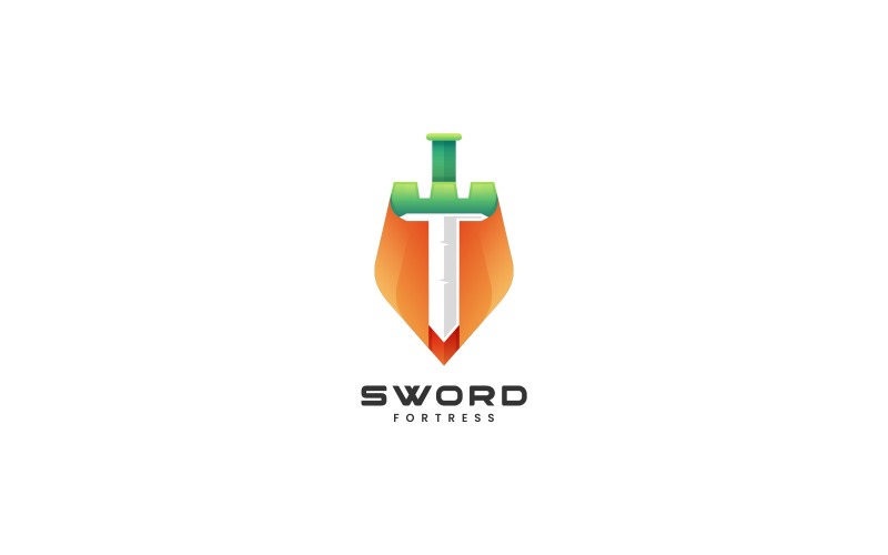 Sword Fortress Gradient Colorful Logo Logo Template