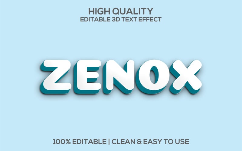 Zenox | 3D Zenox Cartoon Text Style | Zenox Editable Psd Text Effect | Modern Zenox Psd Font Style Illustration