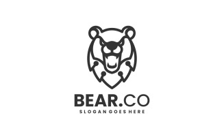Bear Line Art Logo Template 1