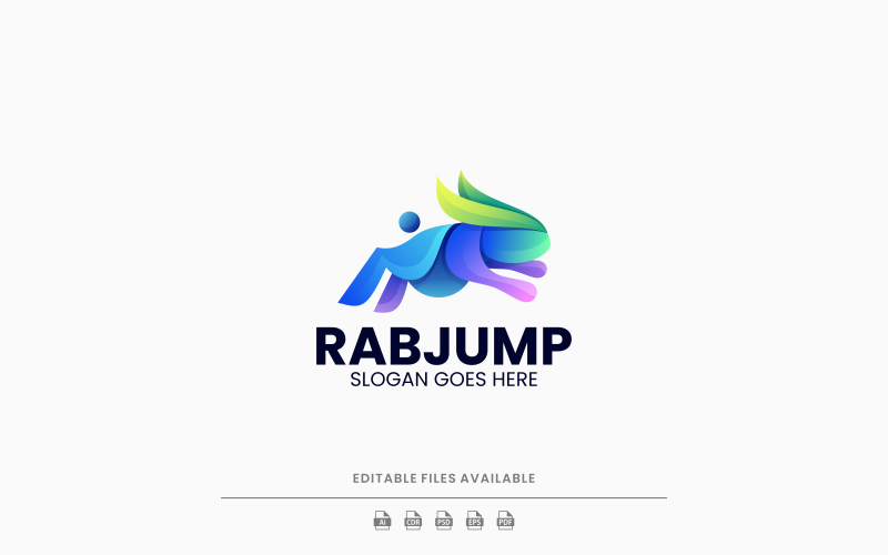 Rabbit Jump Gradient Logo Style Logo Template