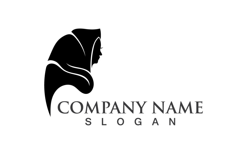 Hijab Women Black Silhouette Vector Icons V2 Logo Template