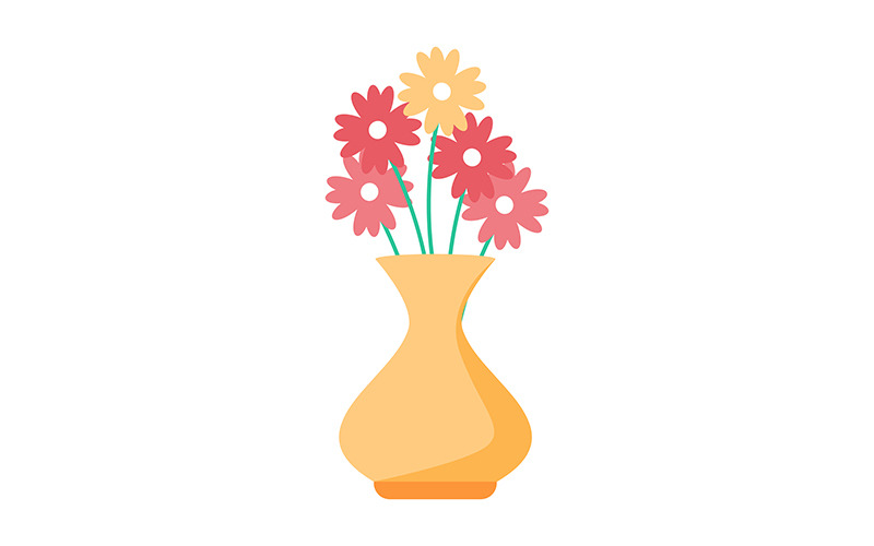 Flower arrangement in ceramic vase semi flat color vector object Illustration