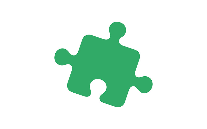 Green puzzle piece semi flat color vector element Illustration