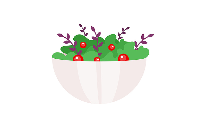 Green salad with tomatoes semi flat color vector object Illustration