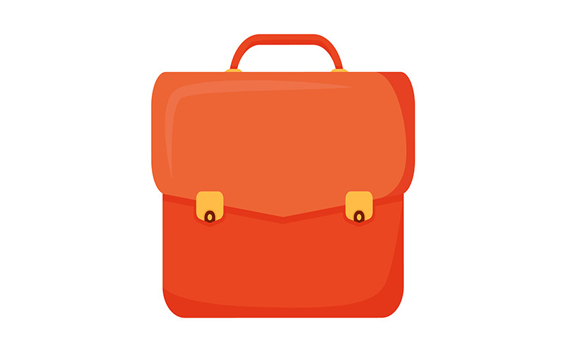 Red leather briefcase semi flat color vector object Illustration