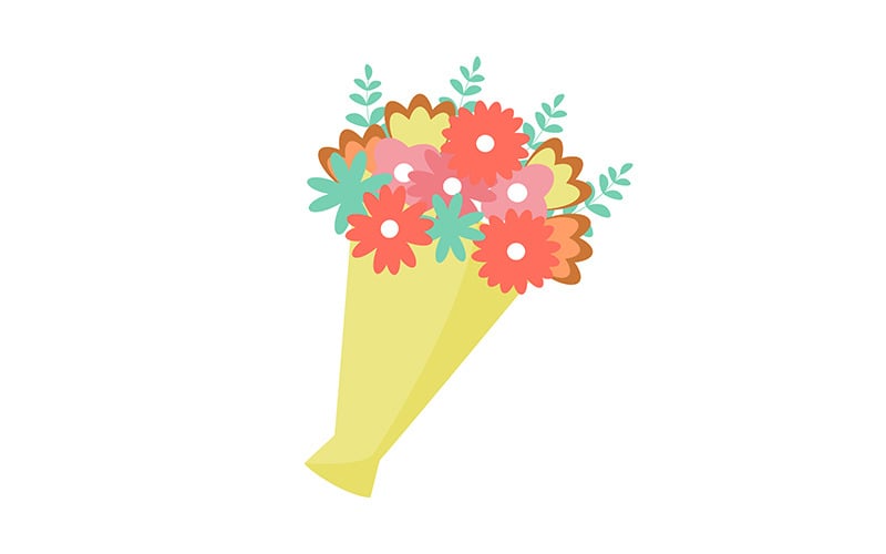 Wildflowers bouquet semi flat color vector object Illustration