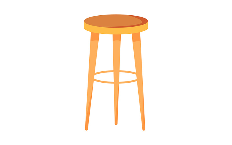 Wooden bar stool semi flat color vector object Illustration