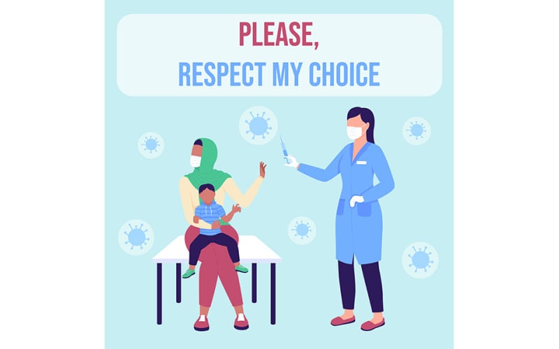 Anti vaccination social media post mockup Illustration
