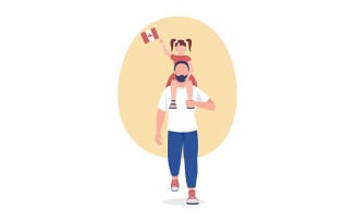 Canadian parent with child semi flat color vector character