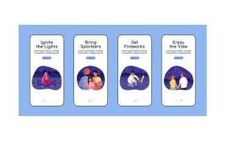 Diwali celebration onboarding mobile app screen flat vector template