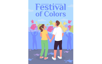 Festival of Colors poster flat vector template