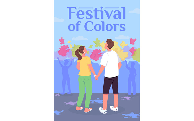 Festival of Colors poster flat vector template Illustration