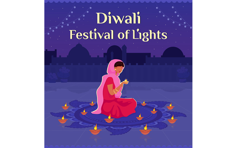 Festival of Lights social media post mockup Illustration