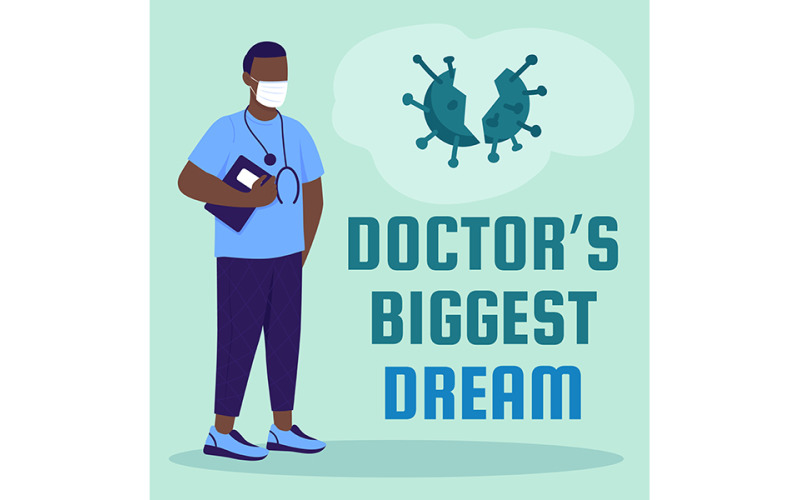 Health care worker social media post mockup Illustration