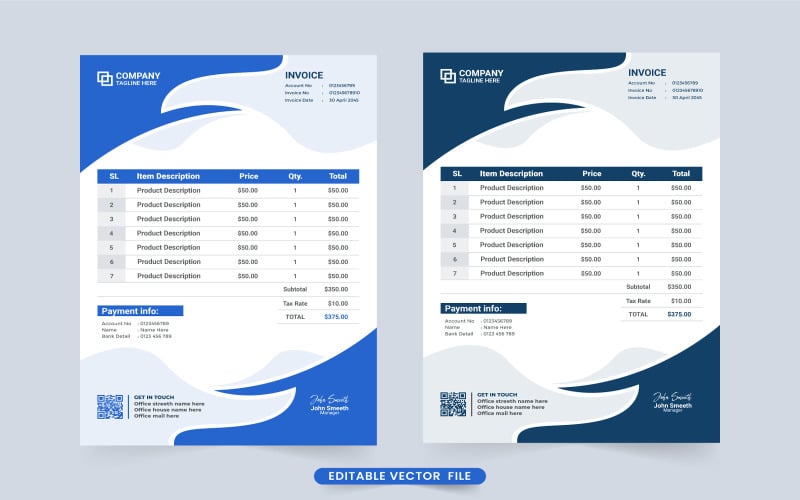 Cash receipt and invoice template vector Corporate Identity