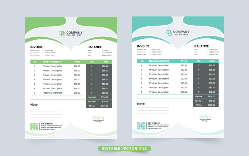 Company payment receipt and invoice Corporate Identity