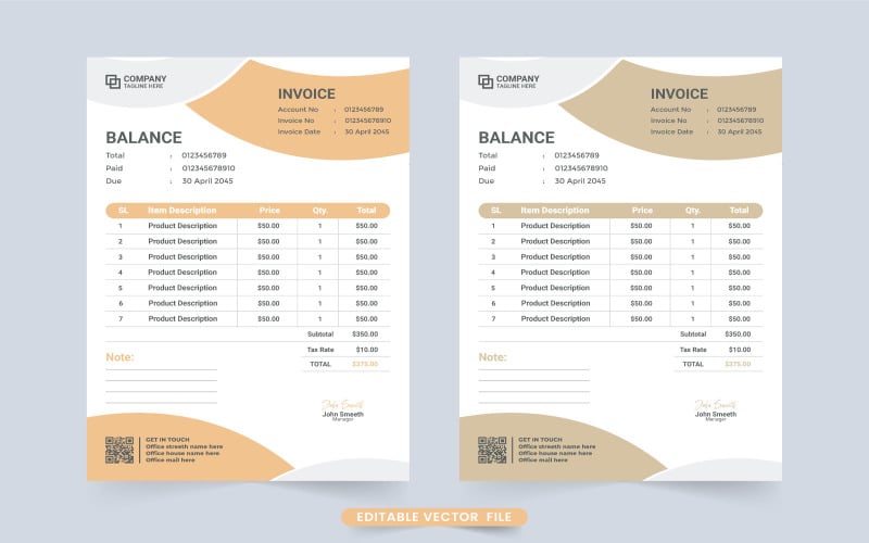 Creative business voucher and invoice vector Corporate Identity