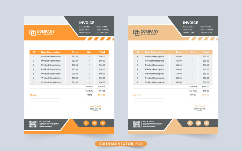 Digital business invoice and voucher Corporate Identity