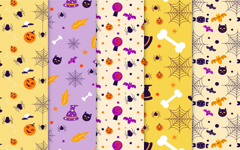 Halloween pattern bundle template vector Pattern