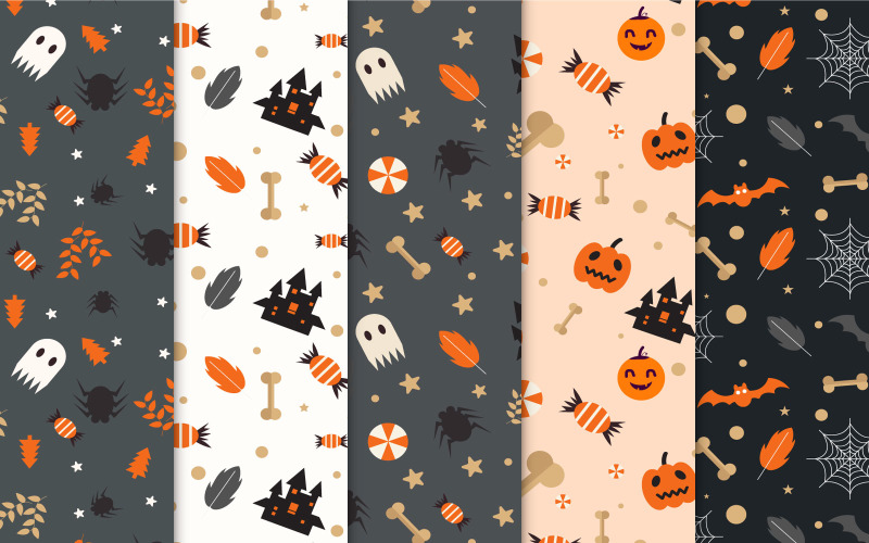 Halloween pattern set on dark background Pattern