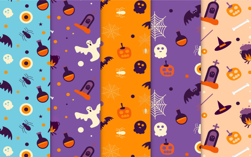 Halloween seamless pattern bundle vector Pattern