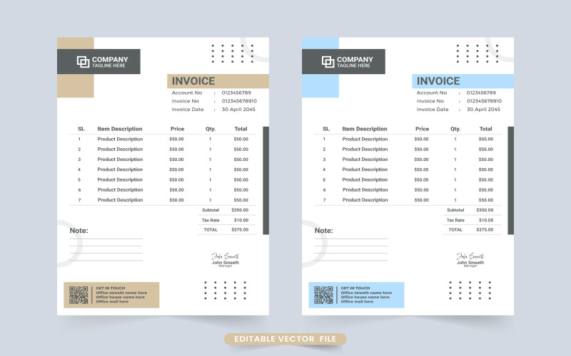 Invoice and voucher template vector Corporate Identity