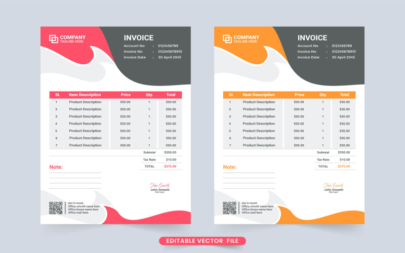 Invoice receipt template vector design Corporate Identity