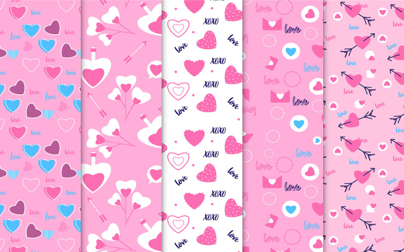 Love pattern bundle with pink background Pattern