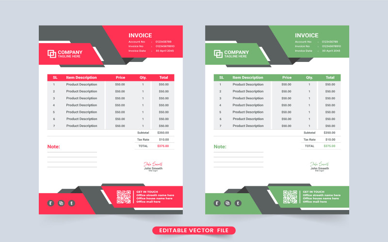Minimal invoice template vector design Corporate Identity