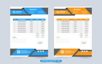 Modern business invoice and cash receipt
