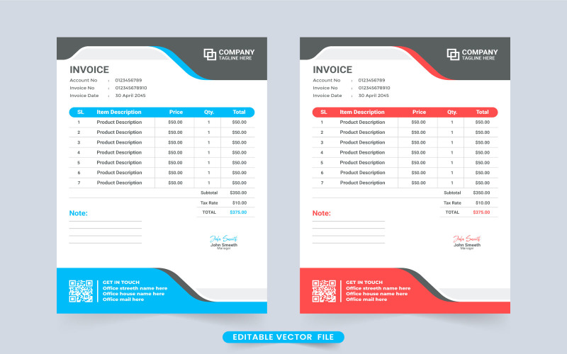 Modern business invoice template vector Corporate Identity