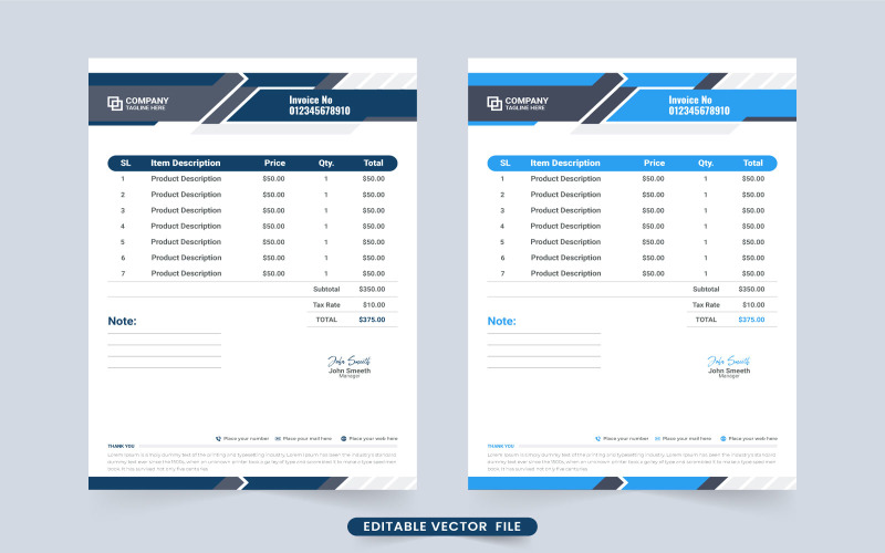 Payment receipt and bill template vector Corporate Identity