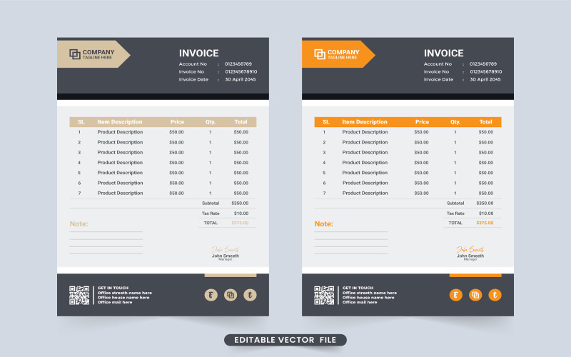 Product purchase receipt and invoice Corporate Identity