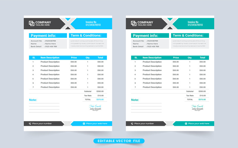 Purchase invoice and voucher vector Corporate Identity