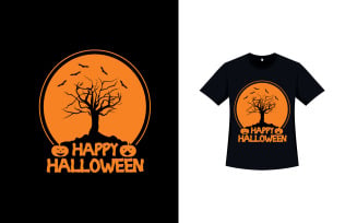 Halloween Tree Silhouette T-shirt Design