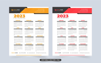 2023 New Year Calendar Template Vector