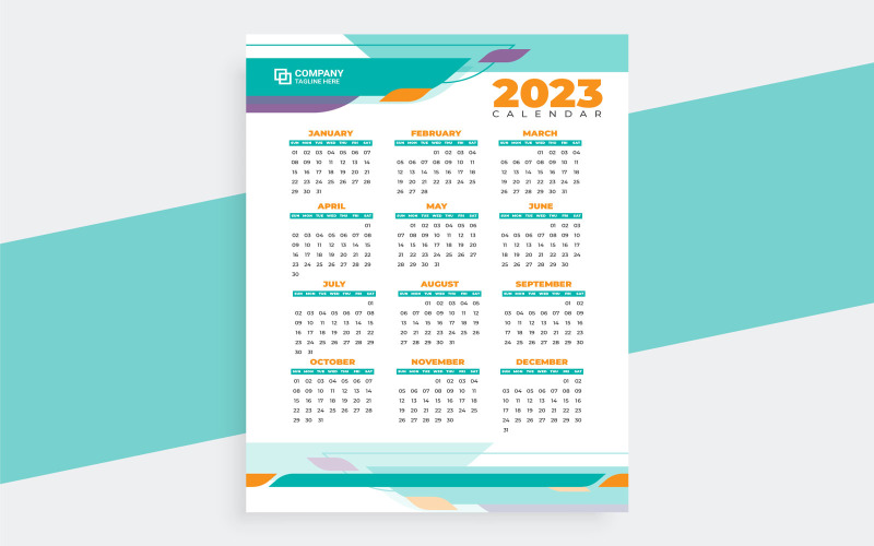 2023 Year Calendar Template Vector Corporate Identity