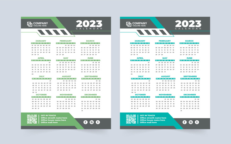2023 Yearly Calendar Template Vector Corporate Identity