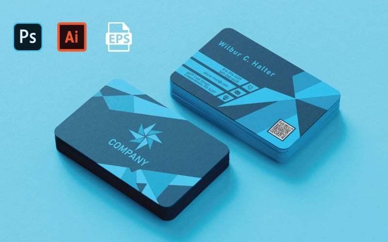 Corporate Blue Business Card Template - Business Card Corporate Identity
