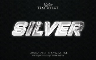 Silver - Editable Text Effect, Metallic Shiny Silver Text Style, Graphics Illustration