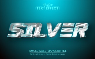 Silver - Editable Text Effect, Metallic Silver Text Style, Graphics Illustration