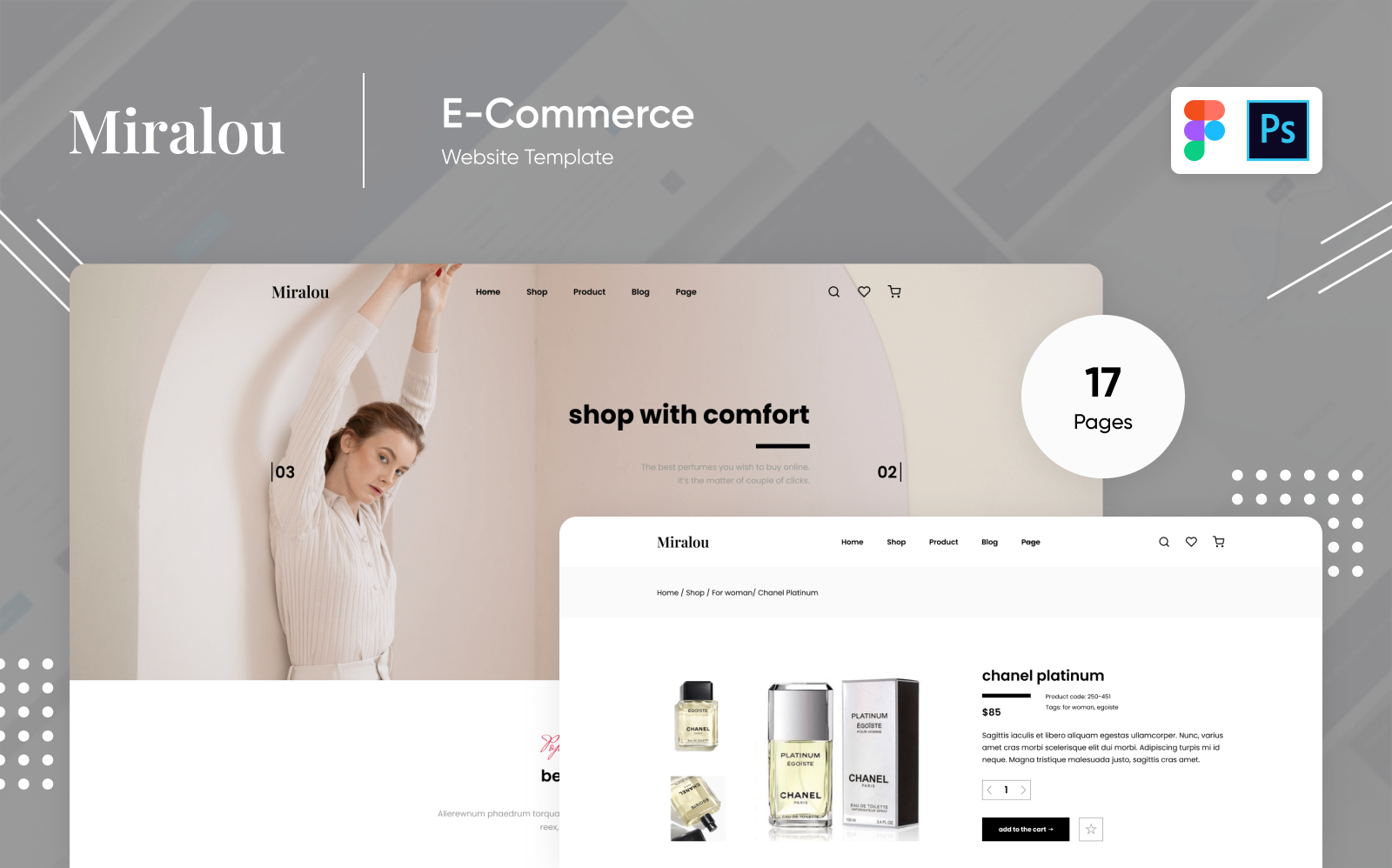 Miralou Ten - Cosmetic Store eCommerce Theme Figma and Photoshop Design