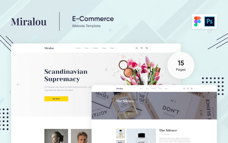 Miralou Two - Cosmetic Store eCommerce Theme Figma and Photoshop PSD Template
