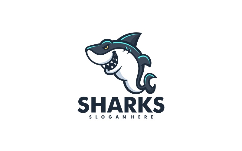 Shark Simple Mascot Logo 2 Logo Template