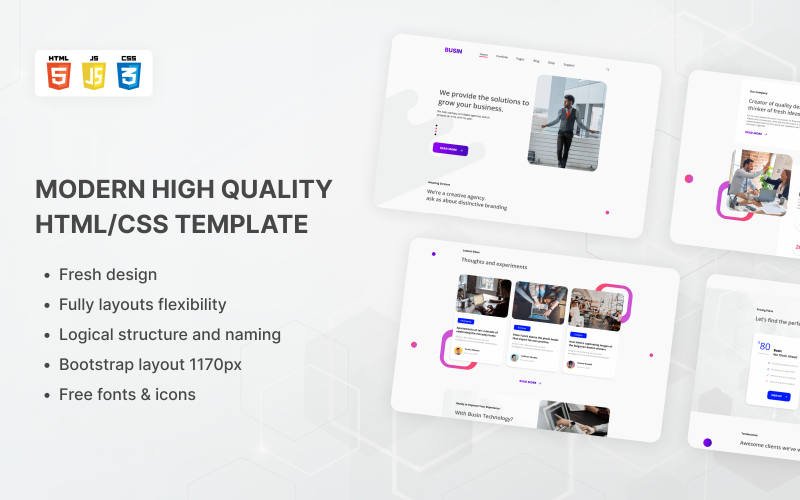 Busin Three - Landing Page HTML Template Website Template