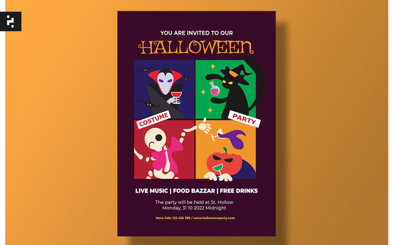 Halloween Costume Party Flyer Template Corporate Identity
